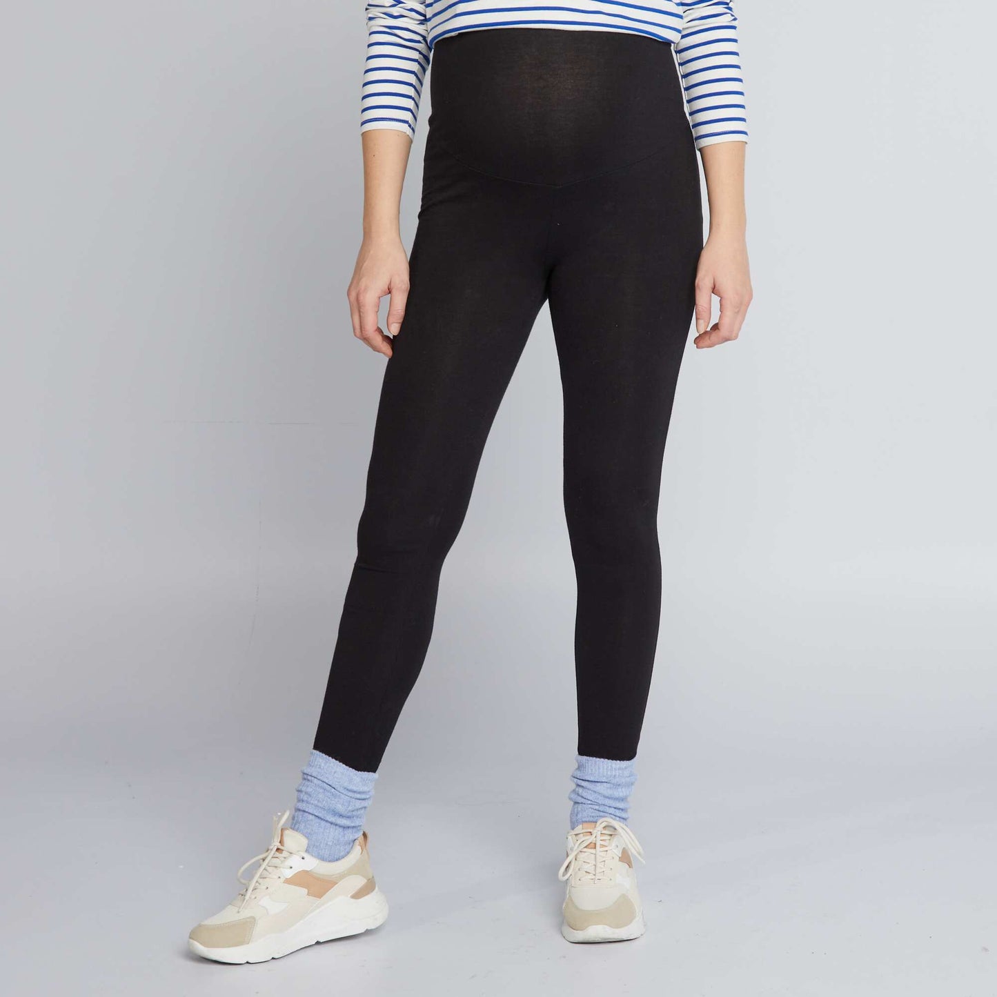 Maternity Long Plain Jersey Leggings BLACK