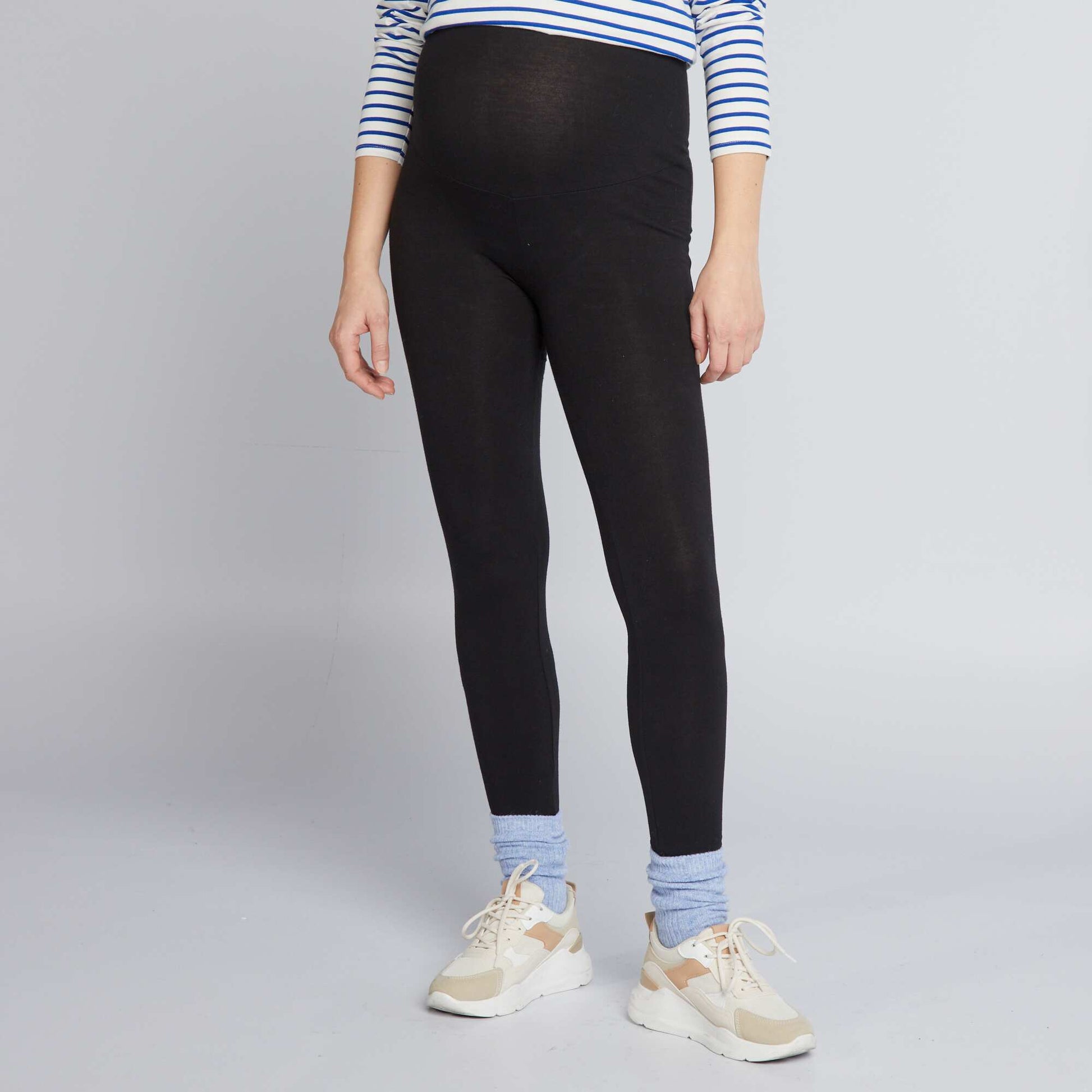 Maternity Long Plain Jersey Leggings BLACK