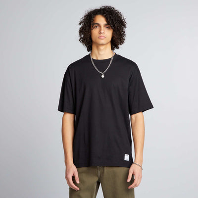 Round neck cotton T-shirt BLACK