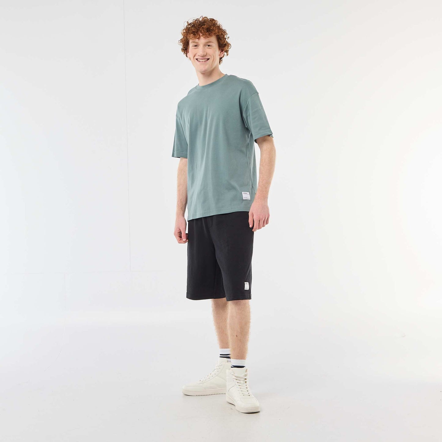Round neck cotton T-shirt BLUE