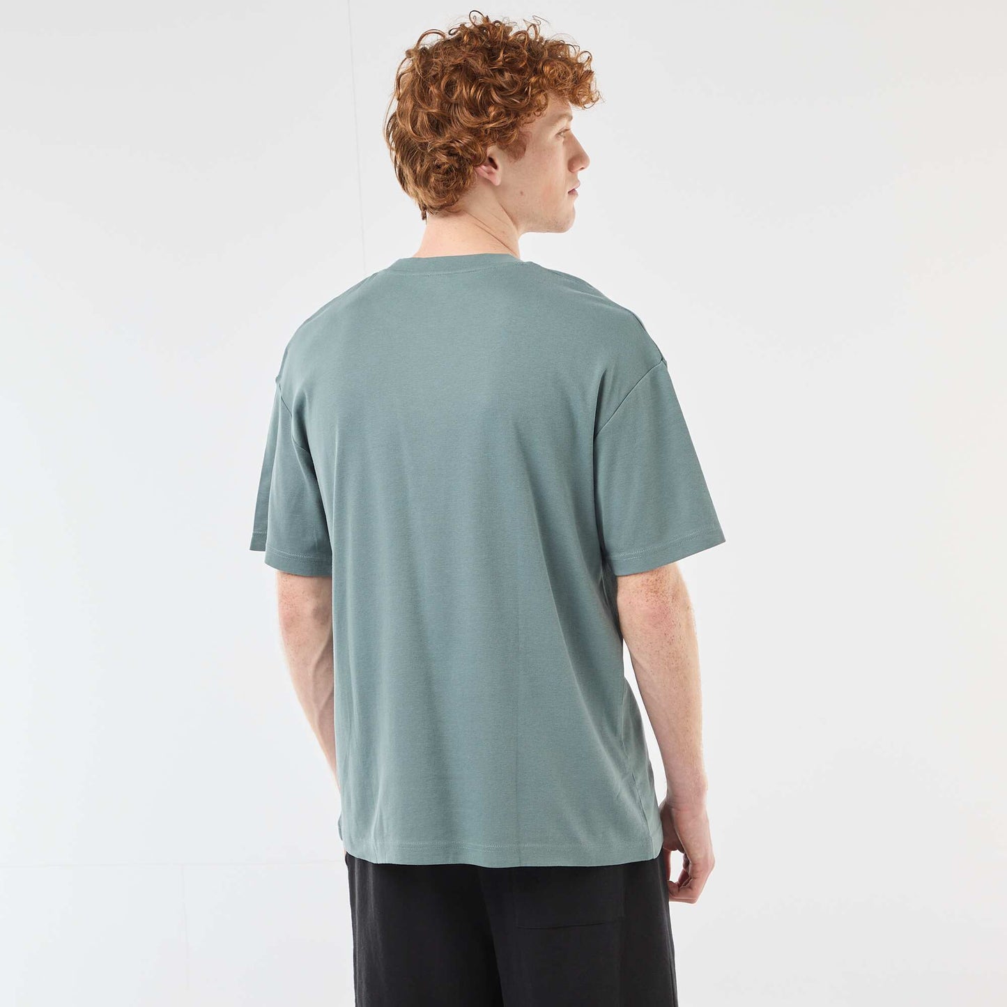 Round neck cotton T-shirt BLUE