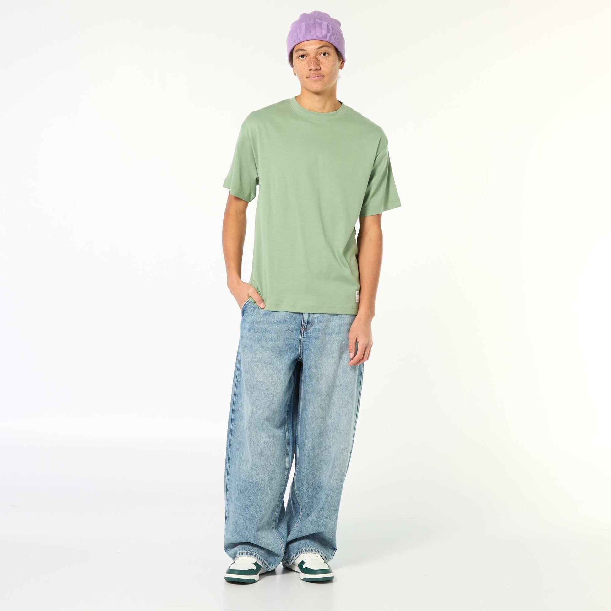 Round neck cotton T-shirt GREEN