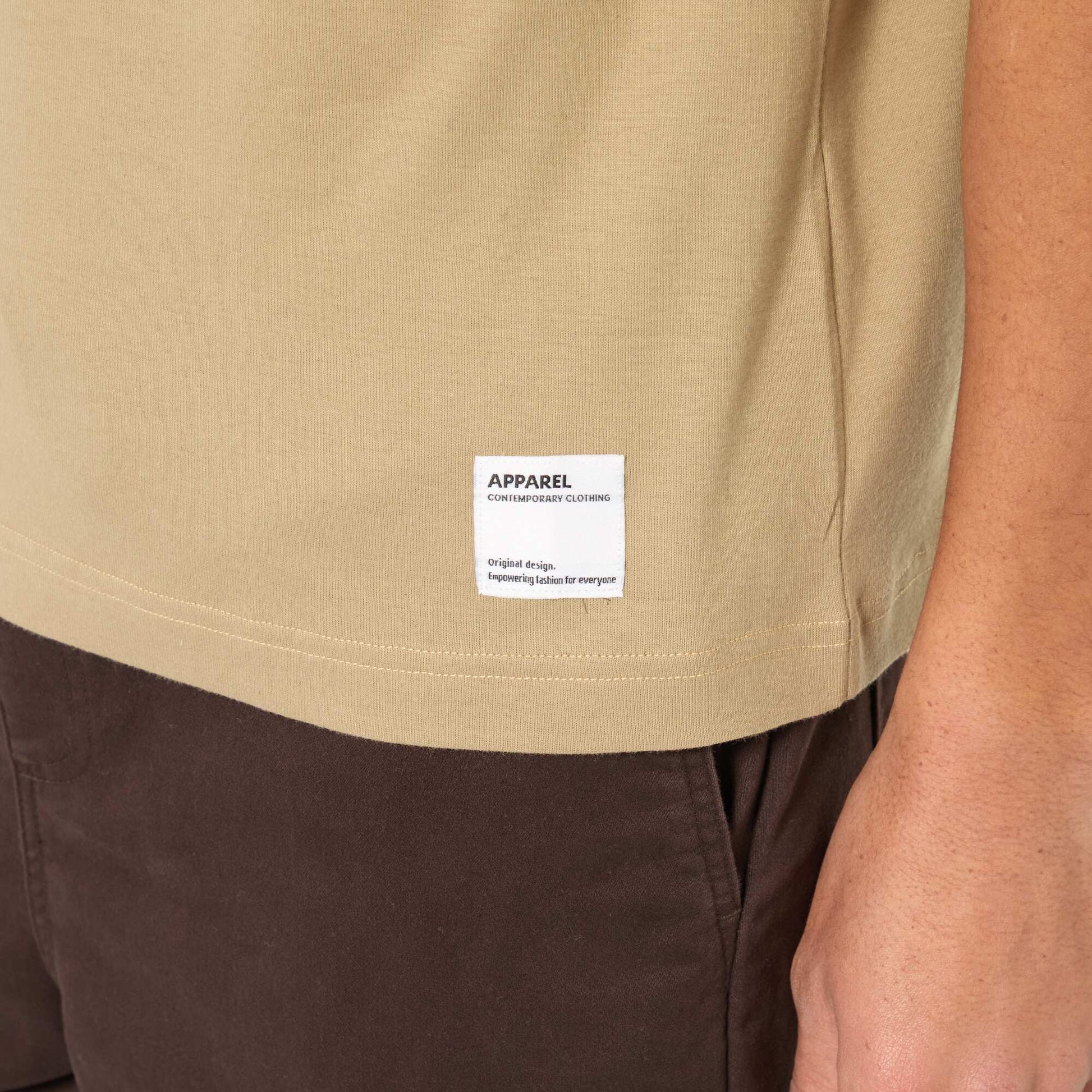 Round neck cotton T-shirt BEIGE