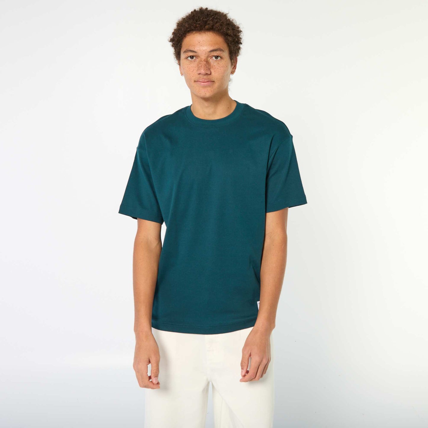 Round neck cotton T-shirt BLUE