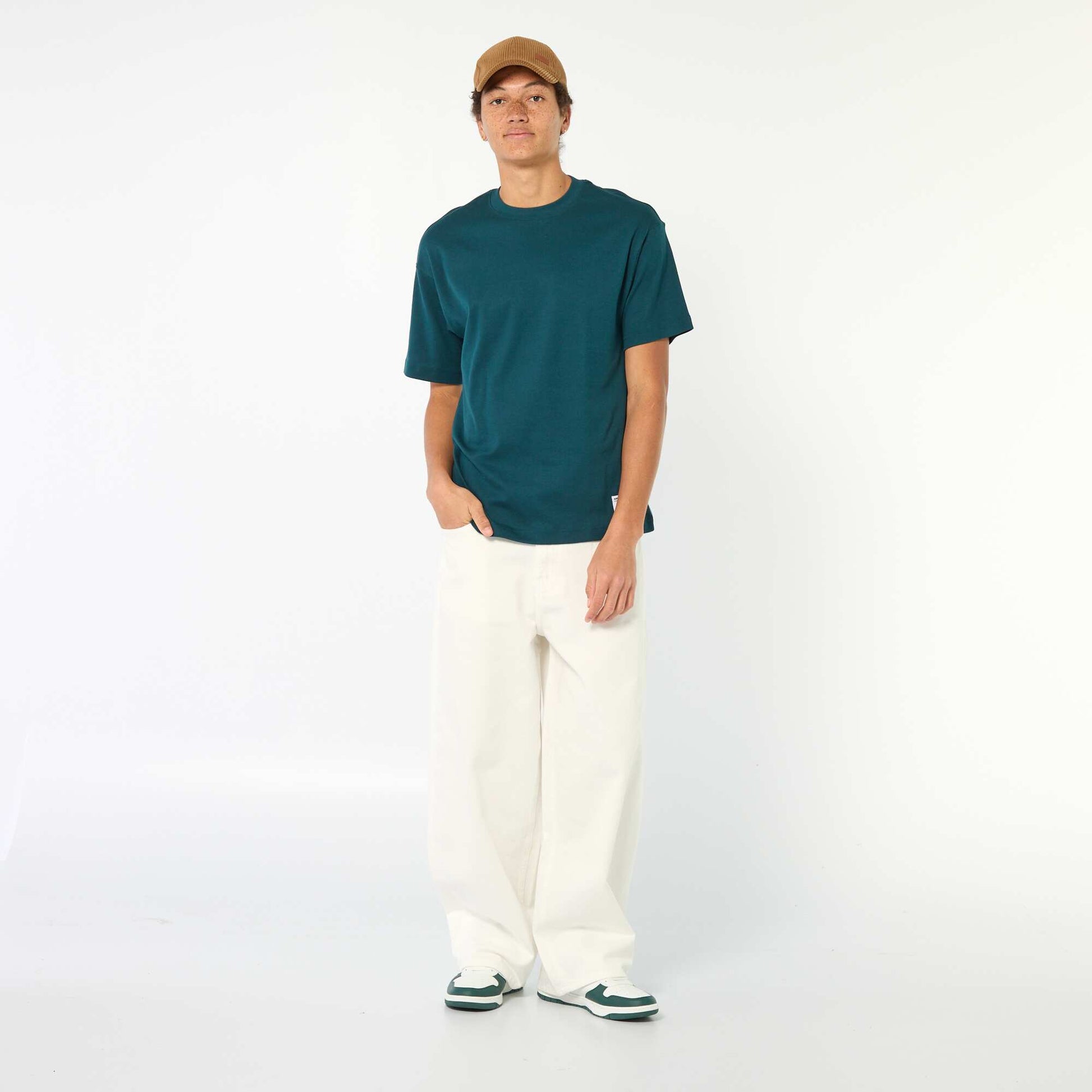 Round neck cotton T-shirt BLUE