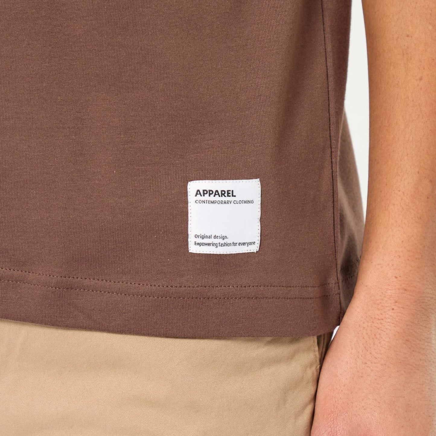Round neck cotton T-shirt BROWN