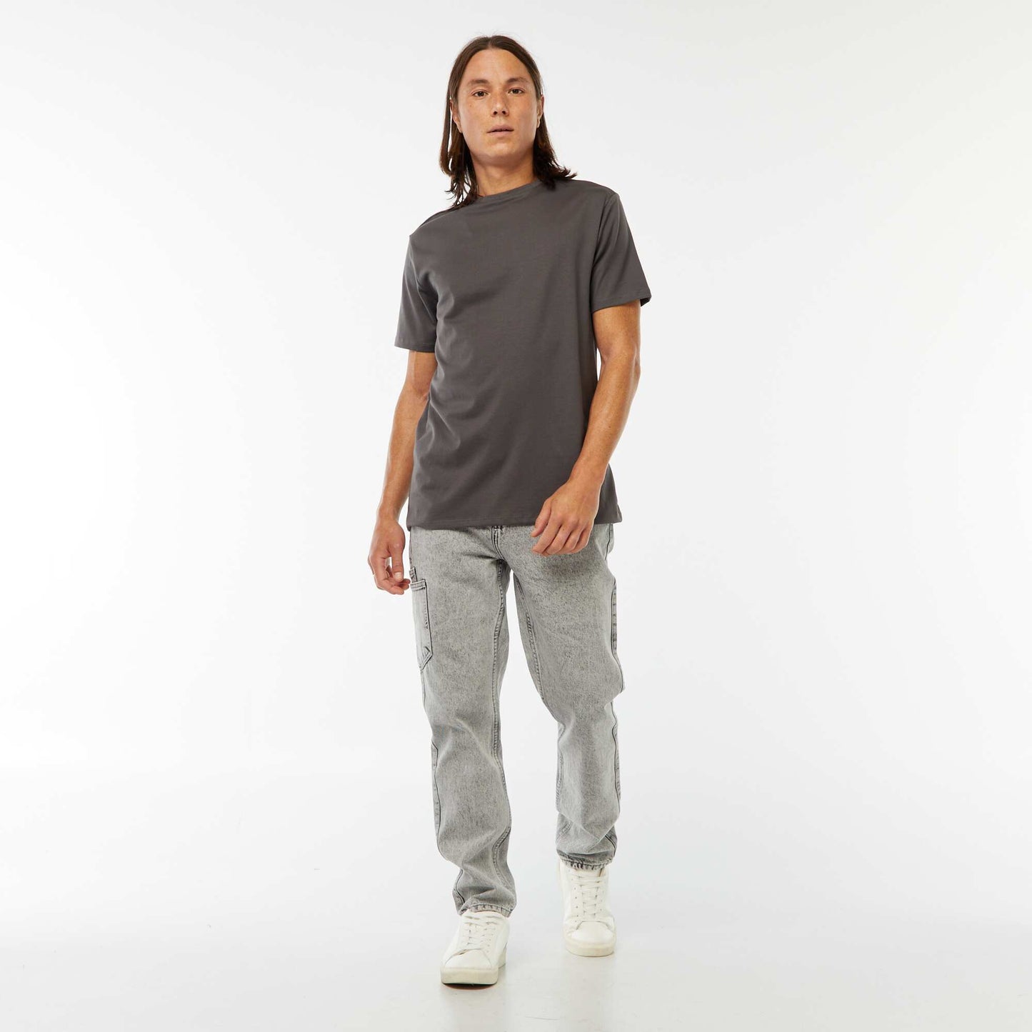 Round-neck cotton T-shirt GREY