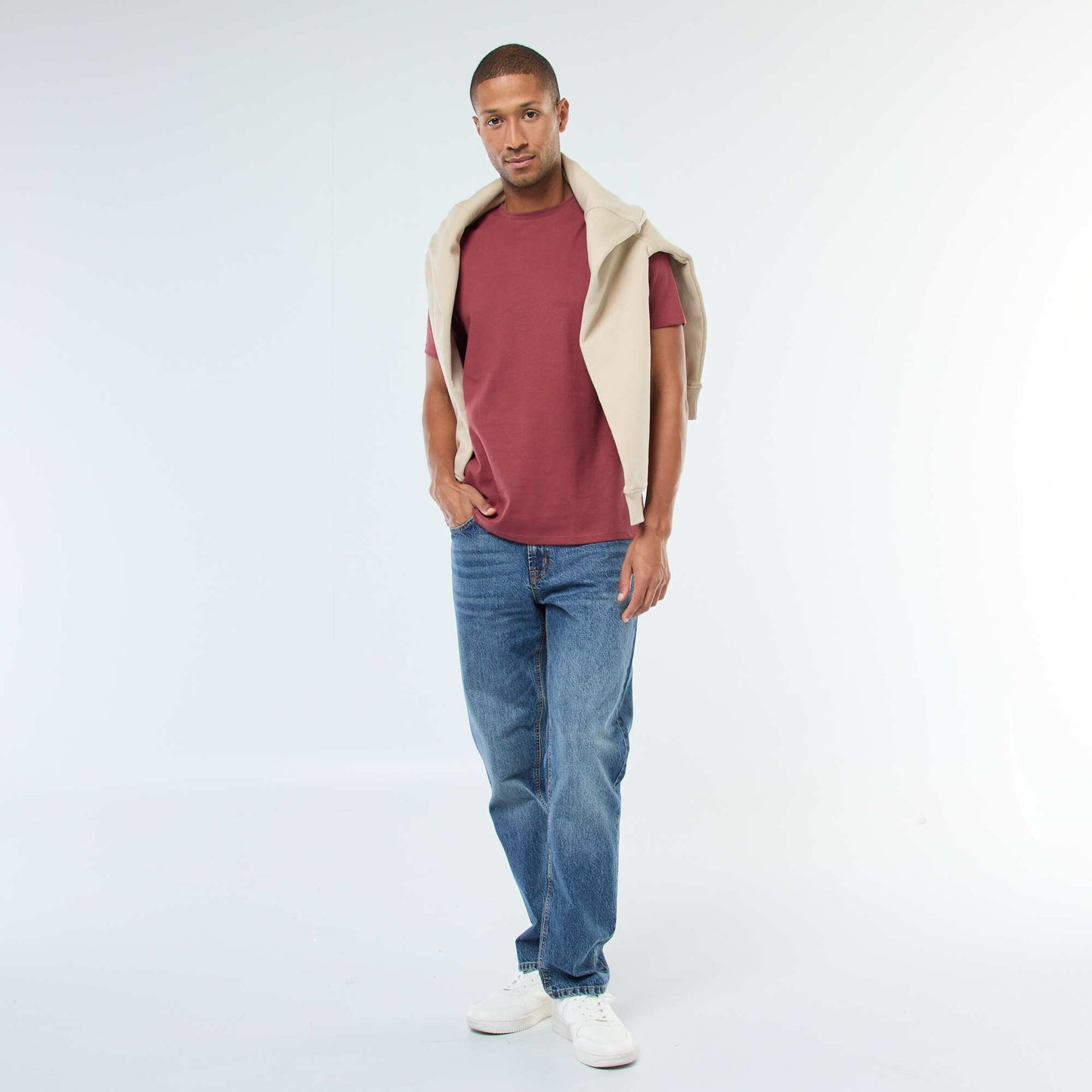 Round-neck cotton T-shirt RED