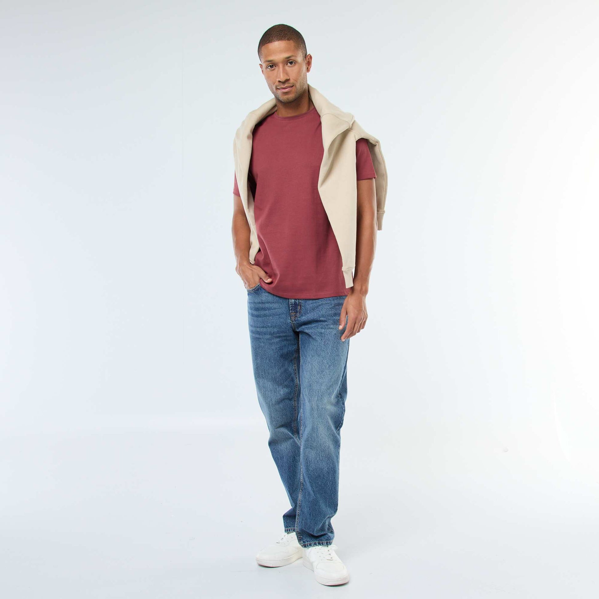 Round-neck cotton T-shirt RED