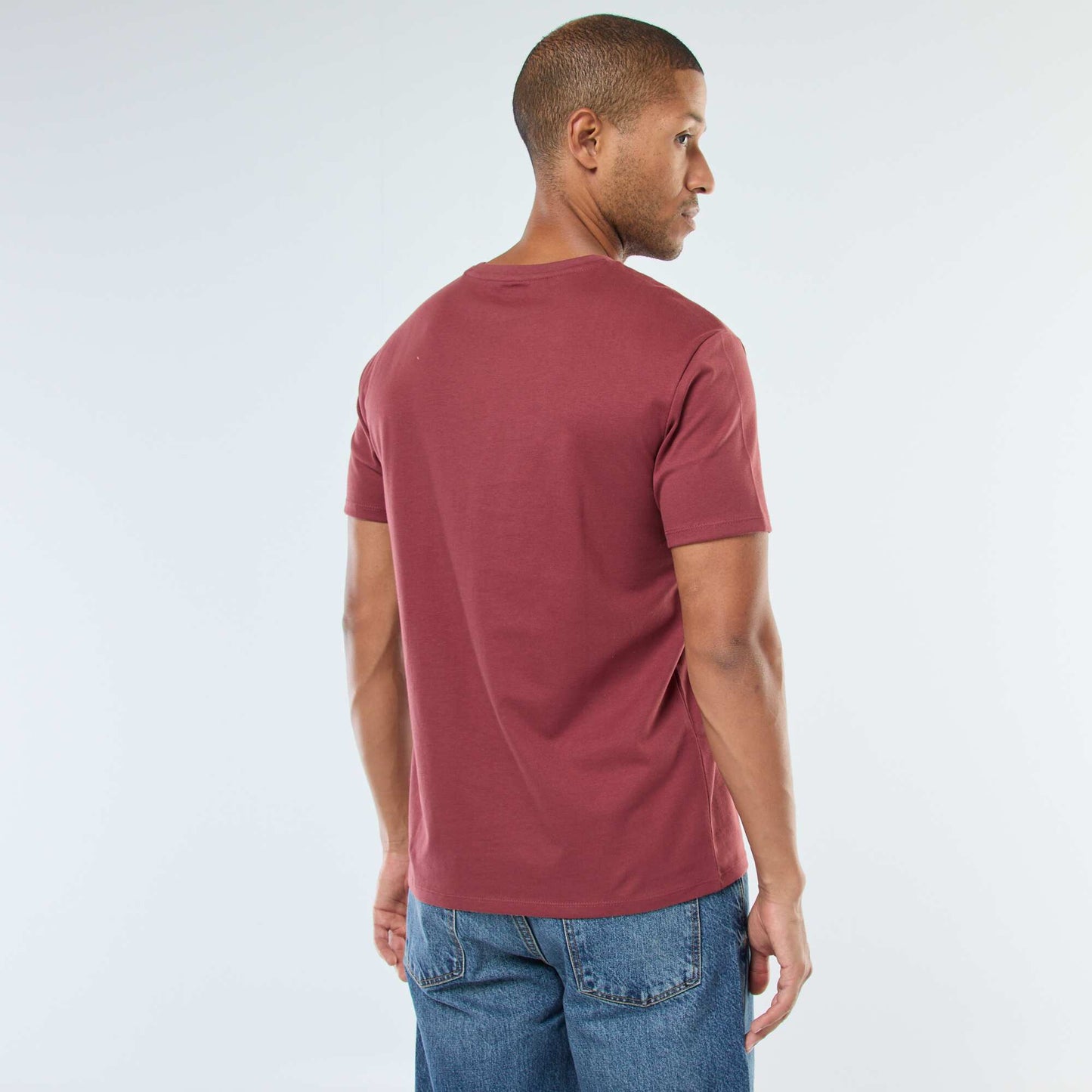 Round-neck cotton T-shirt RED