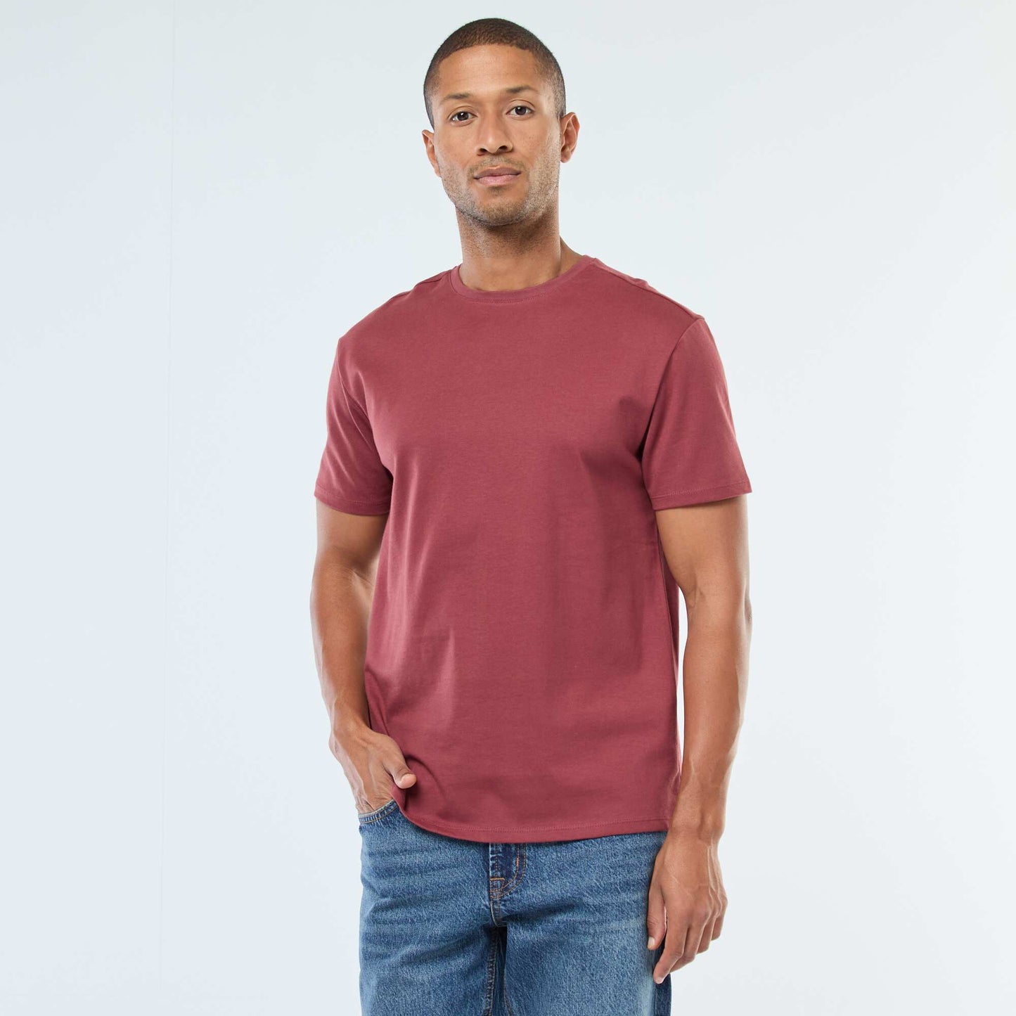 Round-neck cotton T-shirt RED