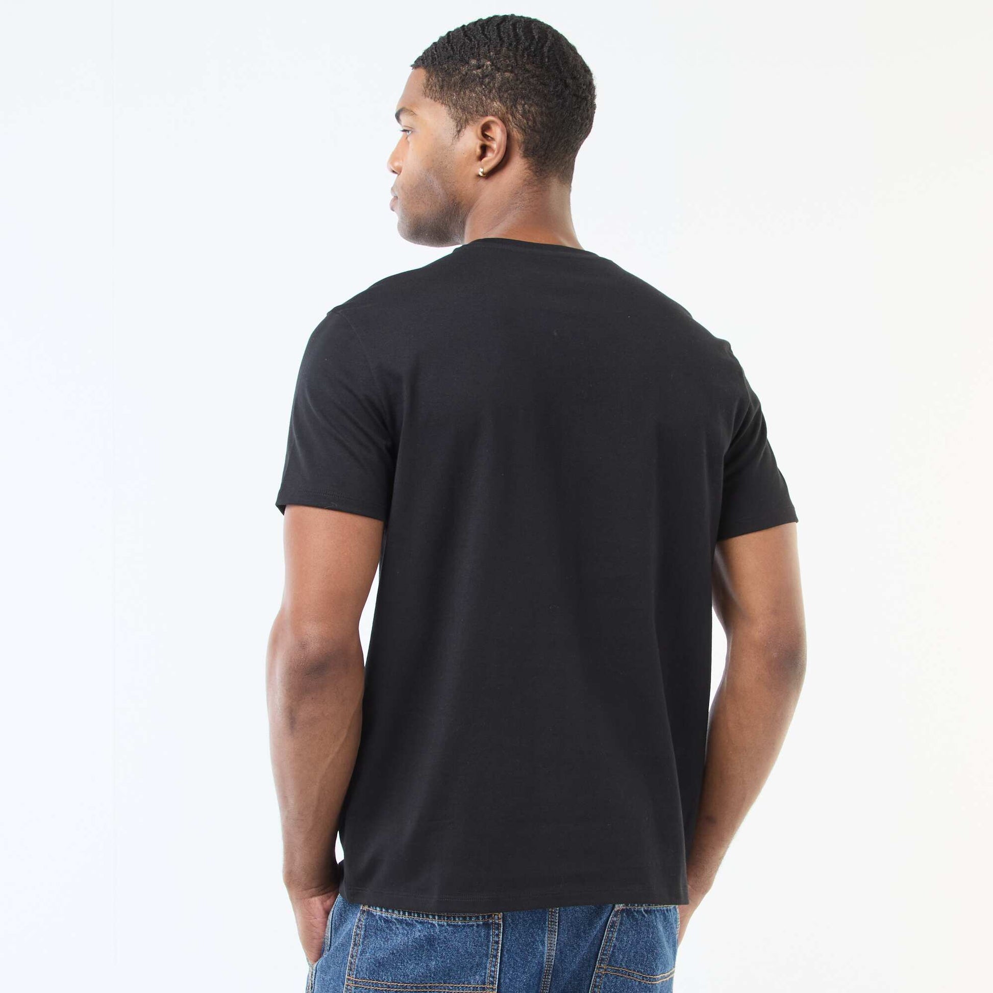 Round-neck cotton T-shirt BLACK