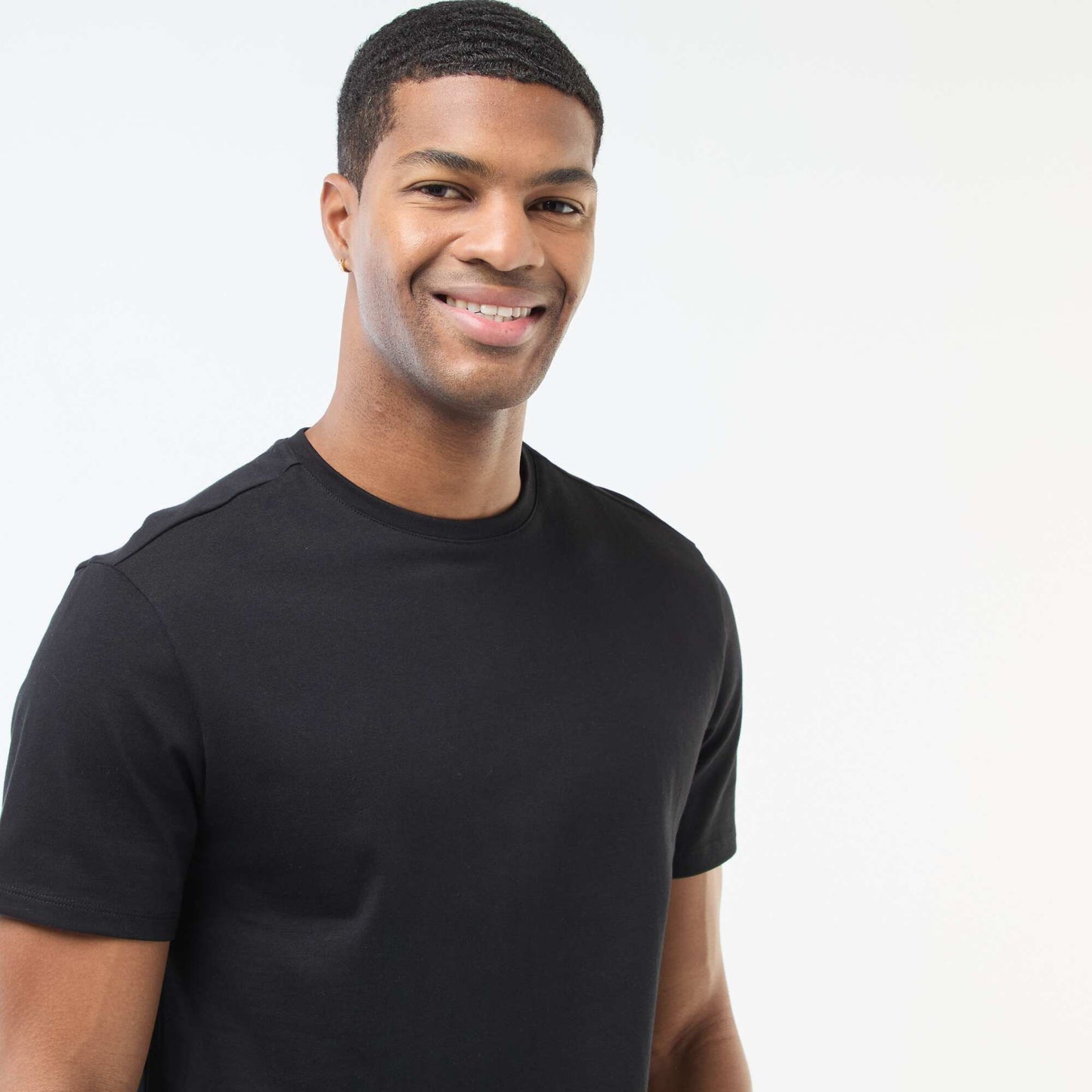 Round-neck cotton T-shirt BLACK