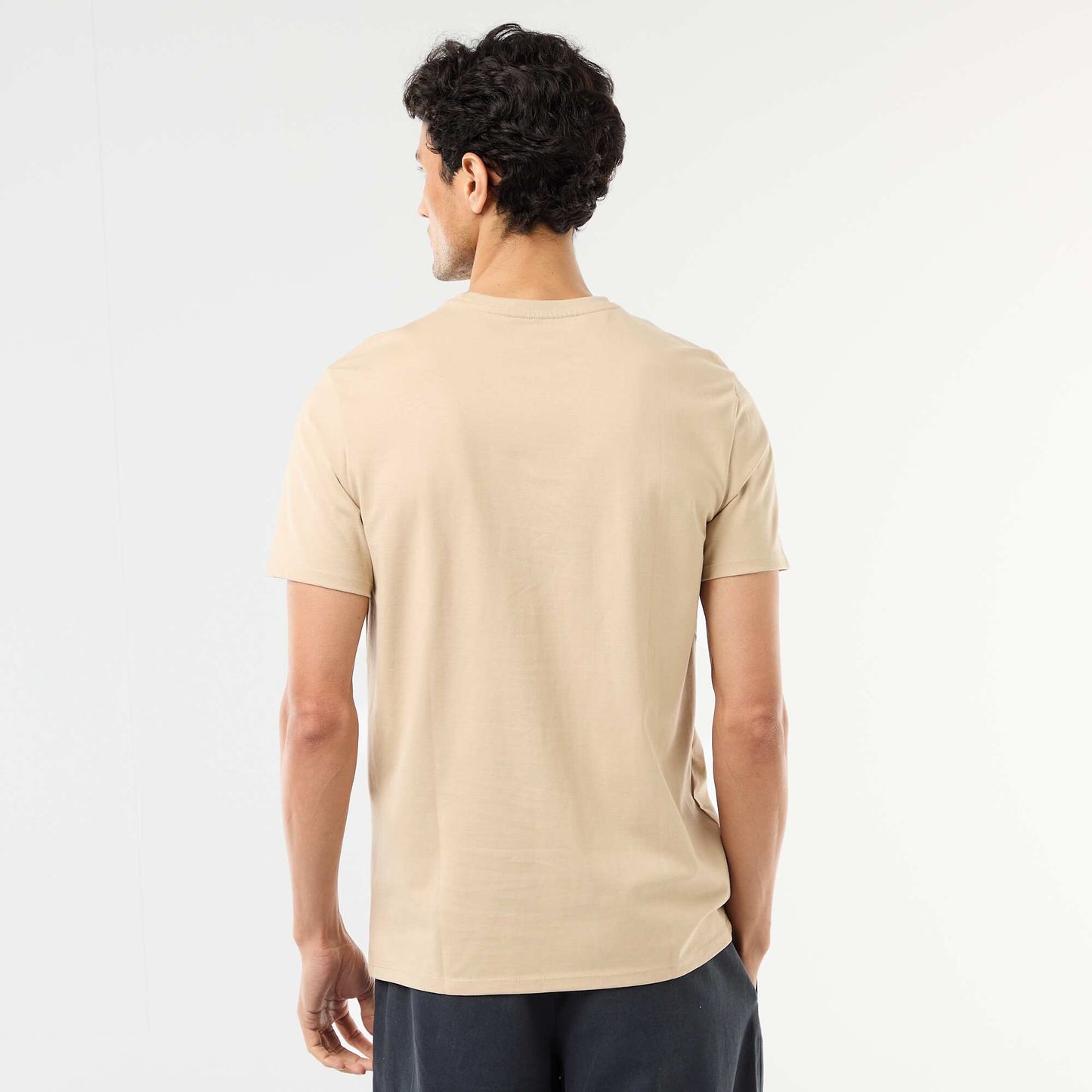 Round-neck cotton T-shirt BEIGE