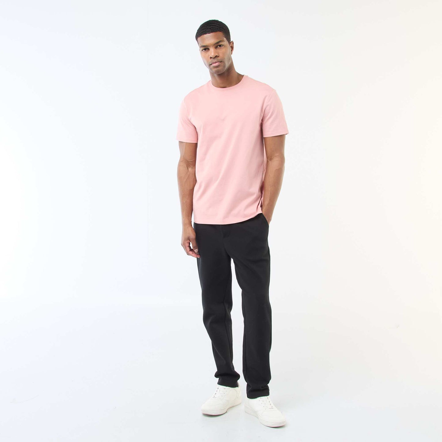 Round-neck cotton T-shirt PINK