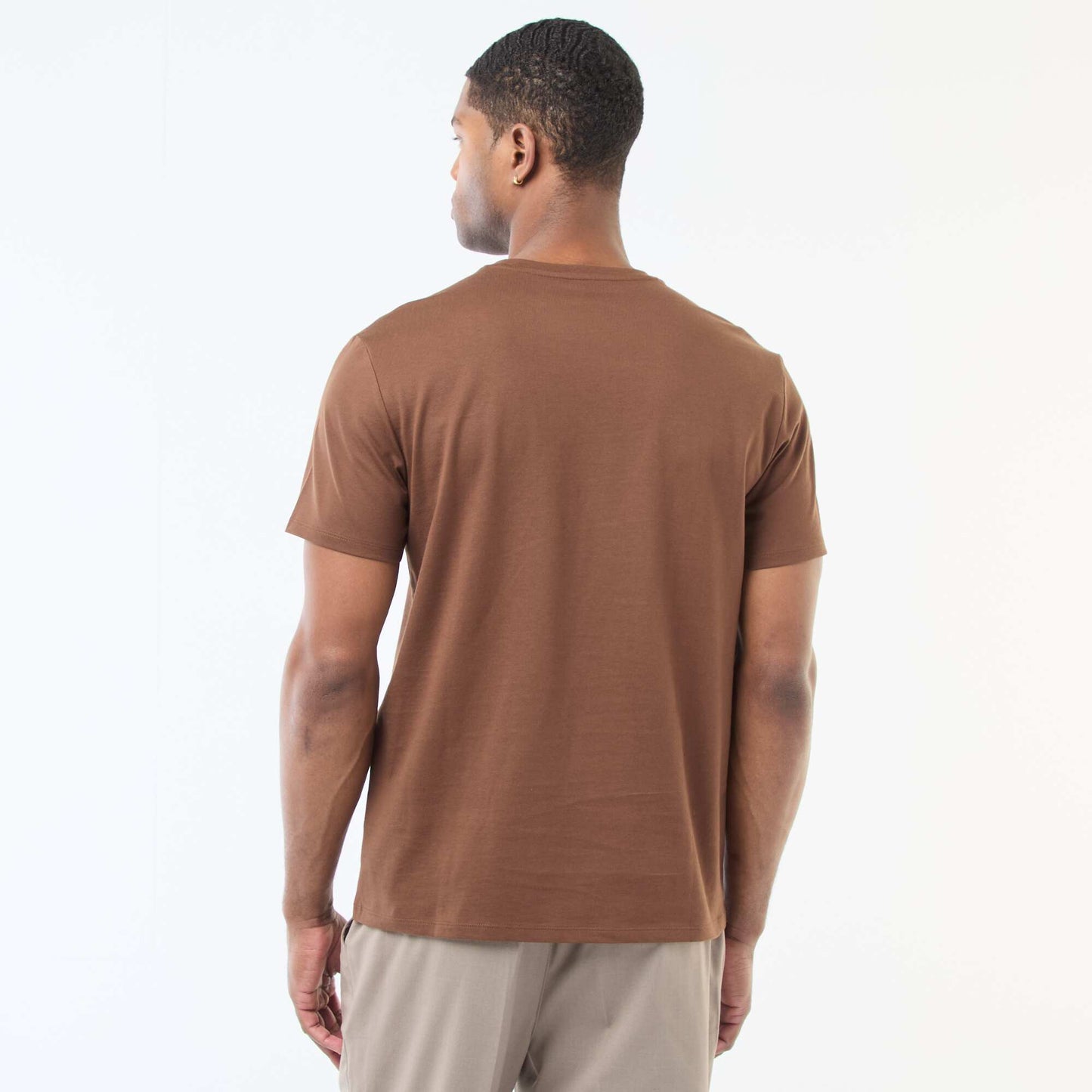 Round-neck cotton T-shirt BROWN