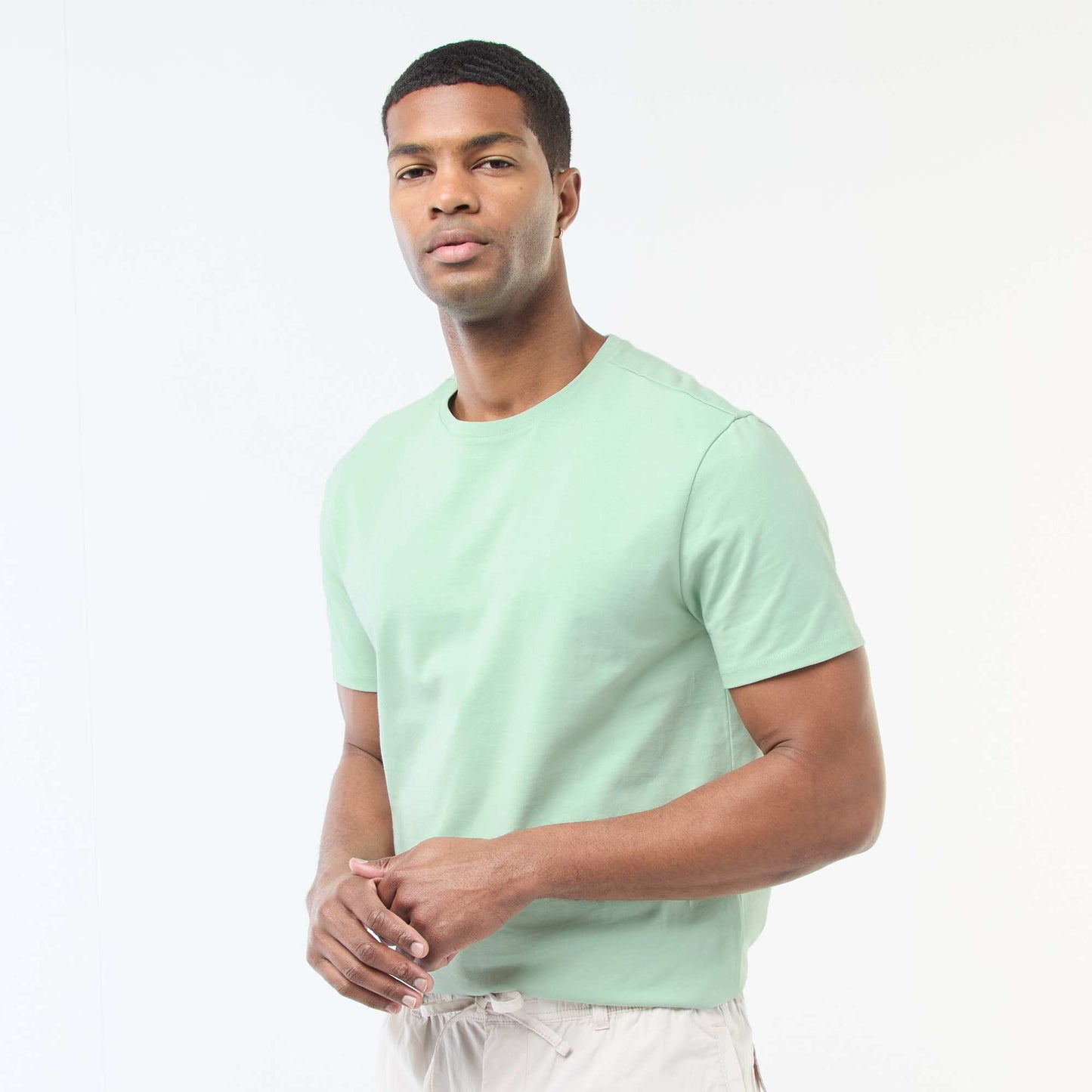 Round-neck cotton T-shirt GREEN