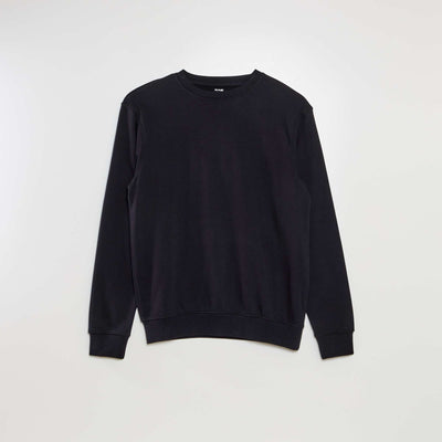 Plain lightweight sweatshirt fabric sweater BLACK