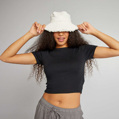 Short-sleeved cropped T-shirt BLACK