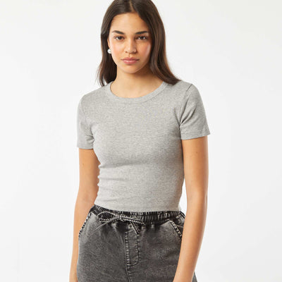 Short-sleeved cropped T-shirt GREY