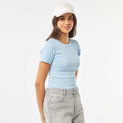 Short-sleeved cropped T-shirt BLUE
