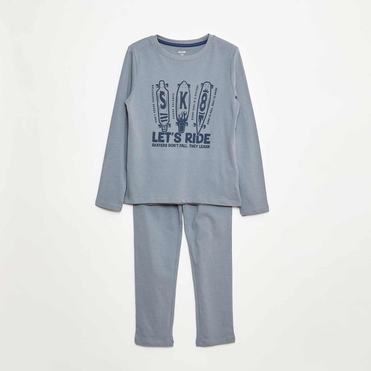Printed Jersey Long Pajamas - 2 Piece Set BLUE
