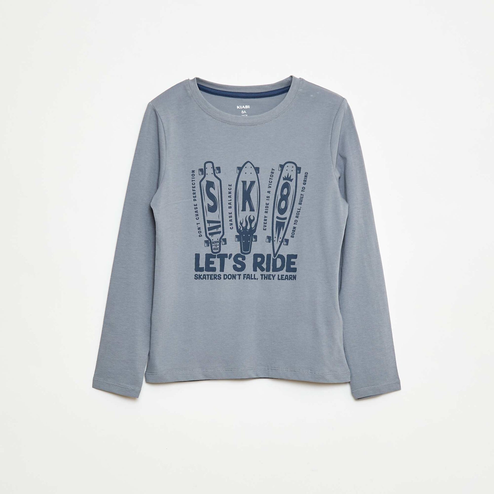 Printed Jersey Long Pajamas - 2 Piece Set BLUE