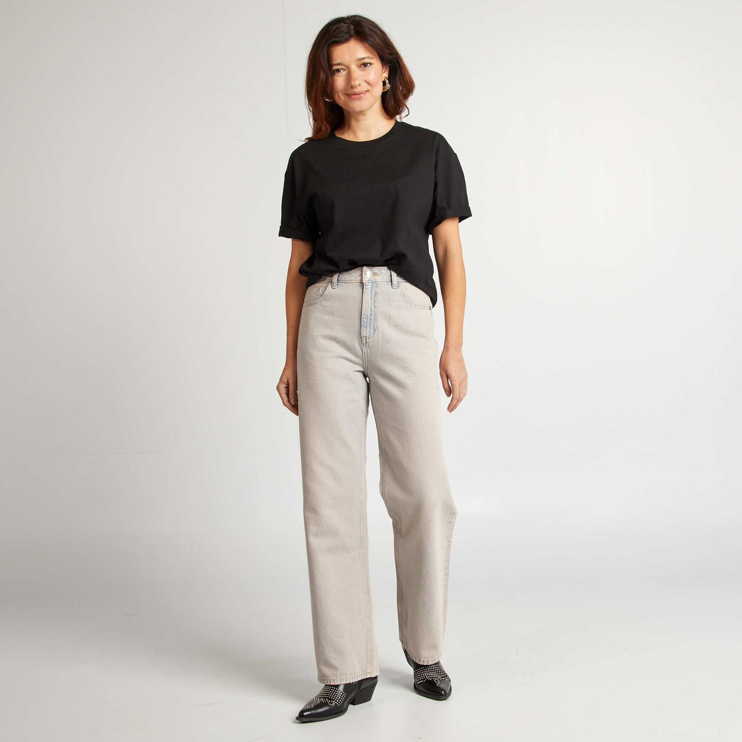 Oversized round neck T-shirt BLACK