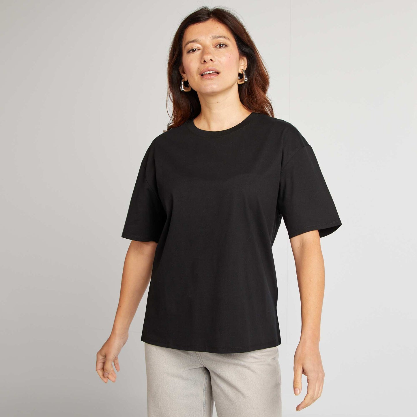 Oversized round neck T-shirt BLACK
