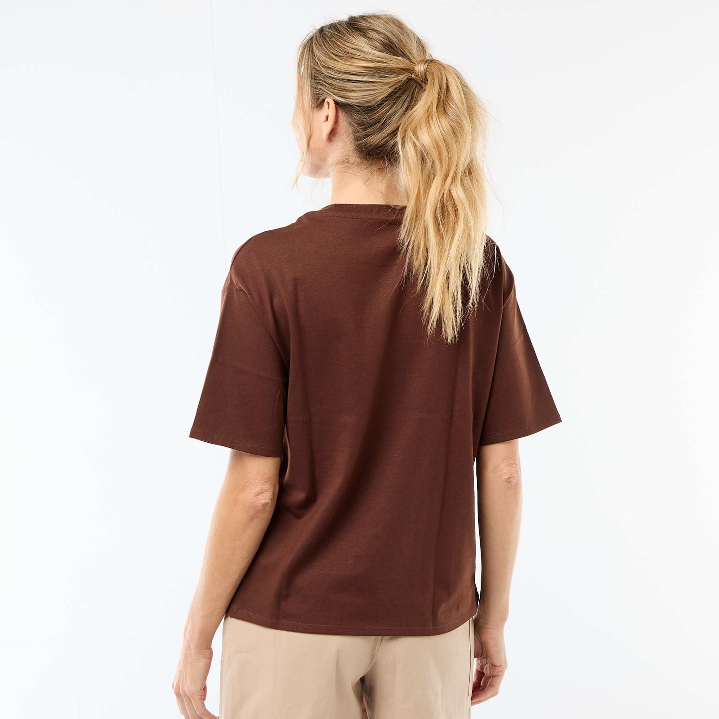 Oversized round neck T-shirt BROWN