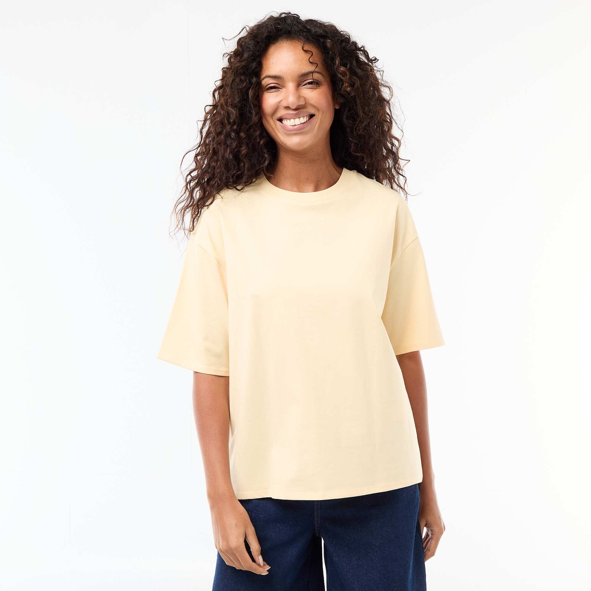 Oversized round neck T-shirt YELLOW
