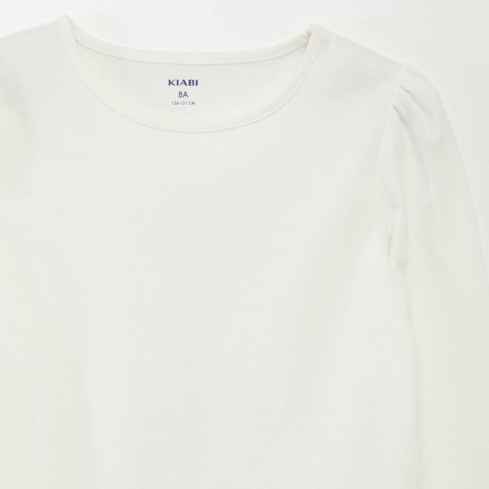 Plain T-shirt with gathered shoulders WHITE