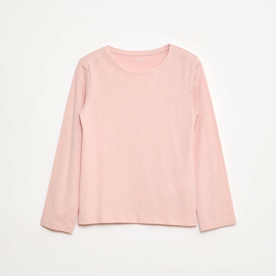 Plain T-shirt with gathered shoulders PINK
