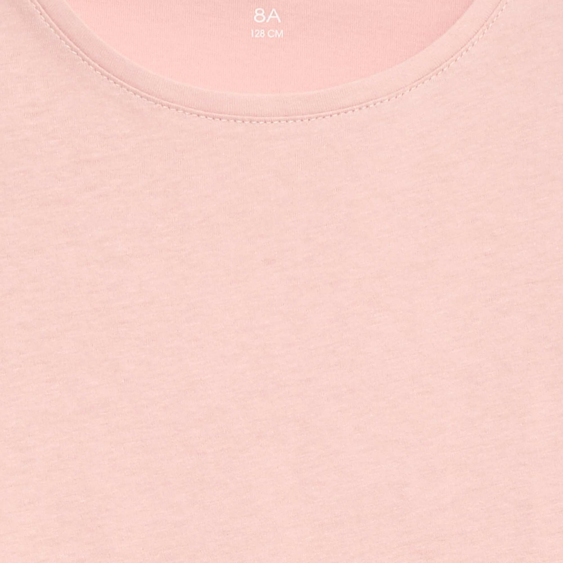 Plain T-shirt with gathered shoulders PINK