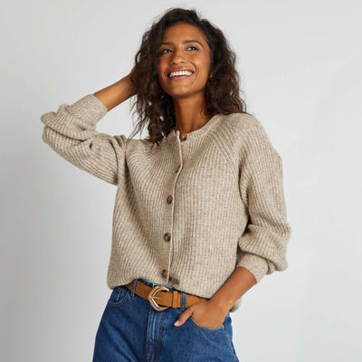 Chunky knit cardigan BEIGE