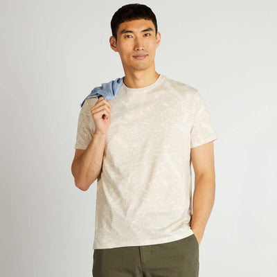 Short-sleeved printed T-shirt BEIGE