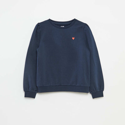 Sweatshirt with embroidery and gathers on the shoulders BLUE