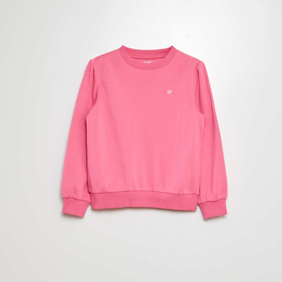 Sweatshirt with embroidery and gathers on the shoulders PINK