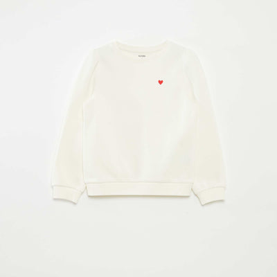 Sweatshirt with embroidery and gathers on the shoulders WHITE