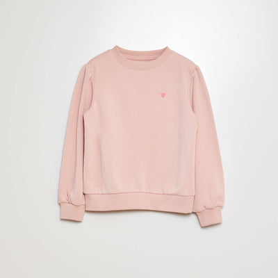 Sweatshirt with embroidery and gathers on the shoulders PINK