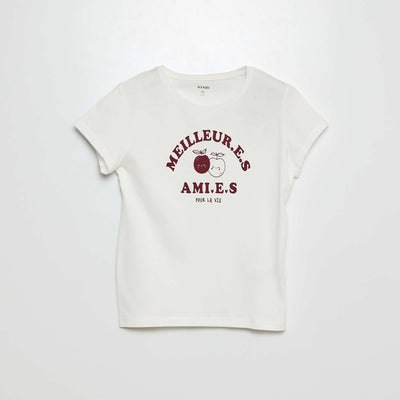 Printed jersey knit T-shirt BEIGE