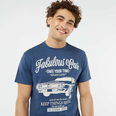 Short-sleeved printed T-shirt BLUE