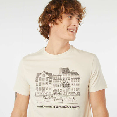 Short-sleeved printed T-shirt BEIGE