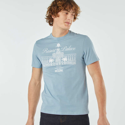 Short-sleeved printed T-shirt BLUE