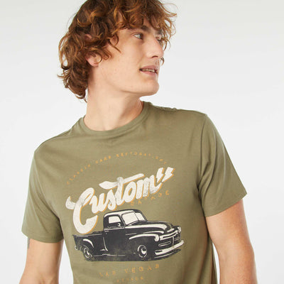 Short-sleeved printed T-shirt KHAKI