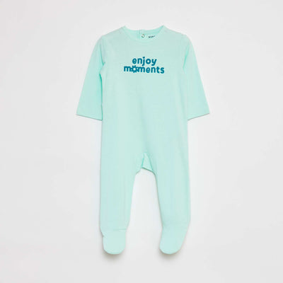 Lightweight sleepsuit with feet GREEN