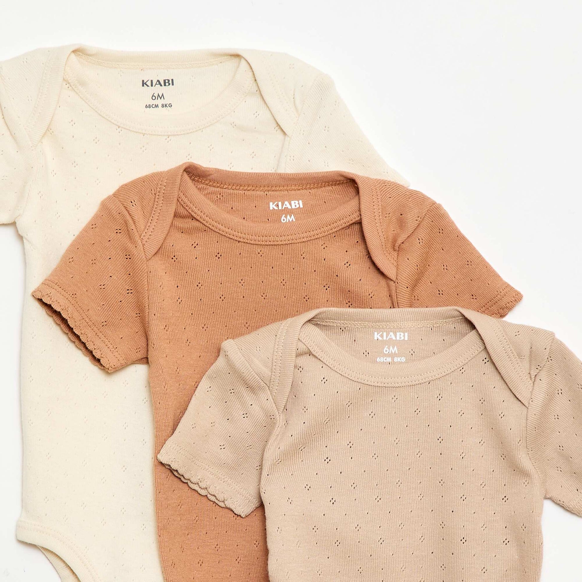Plain knit grow-with-them bodysuits - Pack of 3 BEIGE