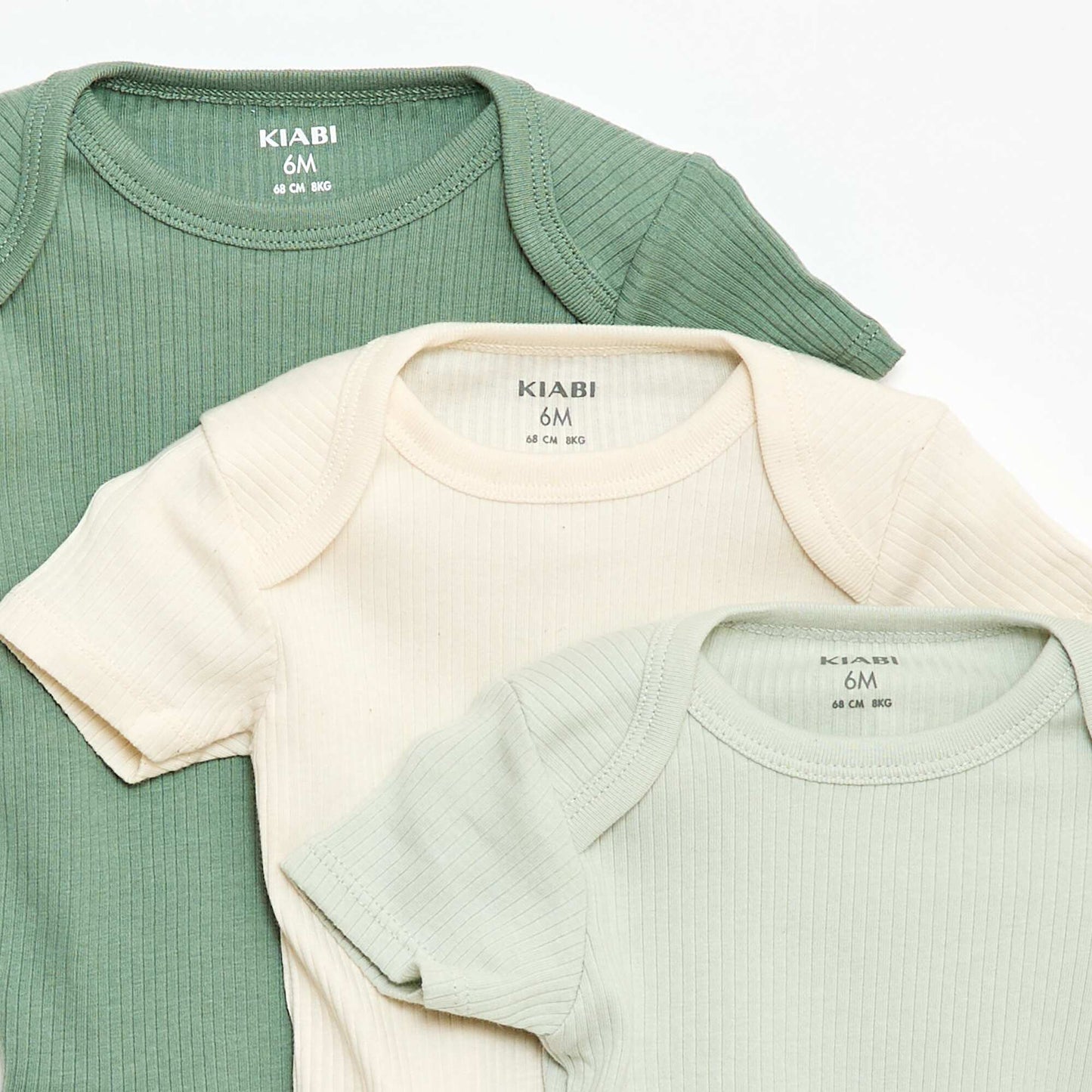 Plain knit grow-with-them bodysuits - Pack of 3 GREEN