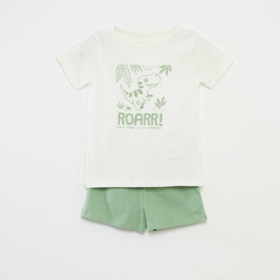 T-shirt and shorts pyjama set - 2-piece set WHITE