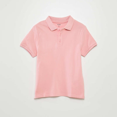 Plain piqué knit polo shirt PINK